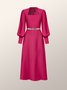 Robes Femmes Plain Automne Élégant Polyester Col Carré Non Élasticité Manches Longues Ligne X Régulier