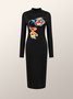 Robes Femmes Abstrait Printemps Urbain Polyester Naturel à Haute Élasticité Manches Longues T-Robe Chemise H-ligne