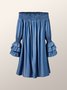 Robes Plain Automne Vacances Naturel Quotidien Ample Manches Longues Droit Régulier pour Femmes