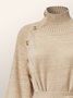 Robes Plain Hiver Élégant Naturel Poids lourd Micro-Élasticité Quotidien Ample Col Roulé pour Femmes