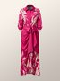 Robes Floral Automne Élégant Polyester Coupe Régulière Faire la navette S-Ligne Régulier Col de Chemise pour Femmes