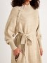 Robes Plain Hiver Élégant Naturel Poids lourd Micro-Élasticité Quotidien Ample Col Roulé pour Femmes