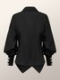 Chemisier uni automne élé polyester sans élasticité manches longues col de chemise régulier pour femme