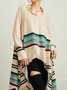 Chemisier Rayé Automne Urbain Polyester 1 * Top Manches Longues Mi-long Trapèze Régulier pour Femme