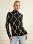Pull Femmes Rayé Simple Automne Naturel à Haute Élasticité Quotidien Serré Régulier Demi col roulé