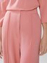Mode Pantalons Plain Simple Automne Polyester Taille Haute Micro-élasticité Quotidien Régulier Régulier Taille pour Femmes