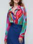 Femmes Abstrait Automne Urbain Non Élasticité Quotidien Manches Longues Droit Col de Chemise Régulier Taille Blouse