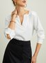 Chemisier Femme Plaine Simple Automne Col V Pas d'élasticité 1 * Top Coton Mélangé H-Line Régulier