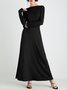 Robes Plain Hiver Élégant Polyester Naturel à Haute Élasticité Quotidien Coupe Régulière Long pour Femmes