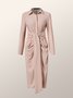 Robes Uni Automne Élé Polyester Regular Fit Manches Longues H-Line Regular Chemise Robe pour Femme
