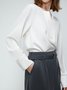 Chemisier Femme Plaine Simple Automne Col V Pas d'élasticité 1 * Top Coton Mélangé H-Line Régulier