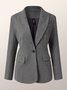Blazer Plain Hiver Urbain Naturel Coupe Régulière Faire la navette à Col Revers H-ligne Régulier pour Femmes