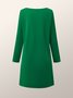 Robes Plain Automne Élégant Polyester Naturel à Haute Élasticité Manches Longues l'Encolure Bateau Régulier pour Femmes