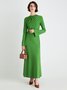 Robes Plain Hiver Élégant Polyester Quotidien Coupe Régulière Long 1 * robe Élasticité moyenne pour Femmes