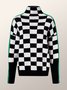 Pull Femmes Plaid Hiver Urbain Acrylique Micro-Élasticité Ample Manches Longues Régulier H-ligne