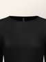 Robes Plaine Simple Automne Haute Élasticité Quotidien Longue Robe T-Shirt en Coton Mélangé S-Line pour Femme