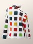 T-shirt Casual Plaid Automne Polyester Une Epaule Naturel Quotidien 1 * Top Manches Longues pour Femme