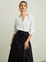 Chemisier Femme Plaine Simple Automne Col V Pas d'élasticité 1 * Top Coton Mélangé H-Line Régulier