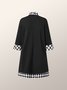 Robes Femme Pied-de-poule Automne Urbain Polyester Naturel Jupe Manches longues A-ligne Autres