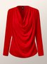 Blouse Plain Hiver Élégant Polyester Quotidien Ample Manches Longues Régulier Régulier pour Femmes