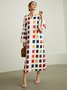 Robes Automne Colorblock Vacances Col en V Micro-élasticité Manches longues A-Line Régulier Autres pour Femme