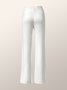 Décontracté Pantalons Femmes Plain Automne Urbain Polyester Naturel à Haute Élasticité Pantalons à Jambe Large Long Régulier