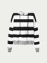 Pull Rayé Simple Printemps Acrylique Sweat-shirt à Capuche à Haute Élasticité Coupe Régulière Manches Longues Régulier pour Femmes