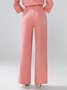 Mode Pantalons Plain Simple Automne Polyester Taille Haute Micro-élasticité Quotidien Régulier Régulier Taille pour Femmes