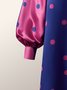 Robes Pois Polka Automne Urbain Polyester Naturel Ample Jupe Manches Longues Col Rond pour Femmes