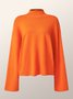 Pull Plain Hiver Simple Acrylique Quotidien Manches Longues Col Roulé Régulier H-ligne pour Femmes