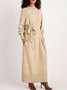 Robes Plain Hiver Élégant Naturel Poids lourd Micro-Élasticité Quotidien Ample Col Roulé pour Femmes