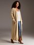 Pull Manteau Femmes Plain Hiver Urbain Polyester Col V à Haute Élasticité Manches Longues Mi-longue-Long Régulier