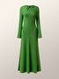 Robes Plain Hiver Élégant Polyester Quotidien Coupe Régulière Long 1 * robe Élasticité moyenne pour Femmes