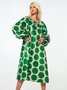 Robes Polka Dots Automne Élé Pas d'élasticité Lâche Midi Pull Ras du Cou Autres pour Femme