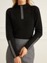 Pull Femmes Plain Printemps Élégant Poids lourd à Haute Élasticité Quotidien Serré Manches Longues Col Rond