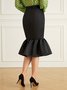 Jupe Femmes Plain Printemps Élégant Taille Haute Aucune élasticité Quotidien Coupe Régulière Mi-longue S-ligne