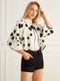 Blouson Femmes Pois Polka Hiver Urbain Polyester Naturel Aucune élasticité Manches 3/4 Écourté Régulier