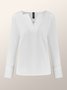 Chemisier Femme Plaine Simple Automne Col V Pas d'élasticité 1 * Top Coton Mélangé H-Line Régulier
