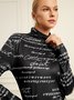 T-Chemise Femmes Lettres de texte Automne Urbain Polyester à Haute Élasticité Quotidien Coupe Régulière Manches Longues Régulier