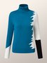 Pull Femme Bloc de Couleur Automne Urbain Acrylique Micro-élasticité Regular Fit Col Roulé Regular Regular