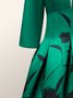 Robes Femmes Floral Automne Élégant Taille Haute Micro-élasticité Coupe Régulière Mi-longue Manches 3/4 Ligne X