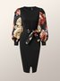 Robes Femme Plaine L'automne Élé Polyester Quotidien Midi Col Ras Du Cou S-Line Autres
