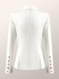 Blazer Plain Automne Élégant Polyester Naturel Aucune élasticité Manches Longues Ligne X Régulier pour Femmes