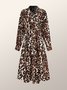 Robes Motif Léopard Automne Urbain Quotidien Coupe Régulière Manches Longues Ligne X Régulier Robe Chemise pour Femmes