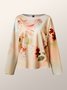 Floral Simple Automne Quotidien 1 * Top Manches Longues Régulier Droit Régulier Tops pour Femmes
