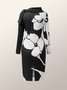 Floral Automne Élégant Serré Jersey Mi-longue S-Ligne Hanche Jupe Régulier Taille Robes pour femmes