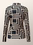 T-Chemise Bloc de Couleur Automne Urbain Col Montant Coupe Régulière Faire la navette Manches Longues T-ligne Régulier pour Femmes