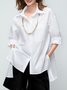 Chemisier uni Automne Urbain Naturel Quotidien Coupe régulière Trapèze Col de chemise régulier pour Femme