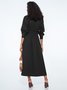 Robes Plain Simple Automne Polyester Regular Fit Navette Midi Trois Quarts Chemise Robe pour Femme