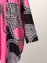 Robes décontractées léopard automne polyester naturel sans élasticité H-Line chemise robe col de chemise pour les femmes